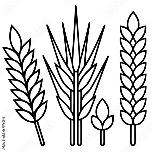 Fototapeta Wheat Bundle Vector Icon