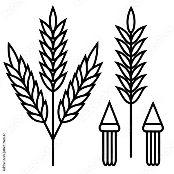 Fototapeta Wheat Bundle Vector Icon