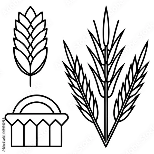 Fototapeta Wheat Bundle Vector Icon