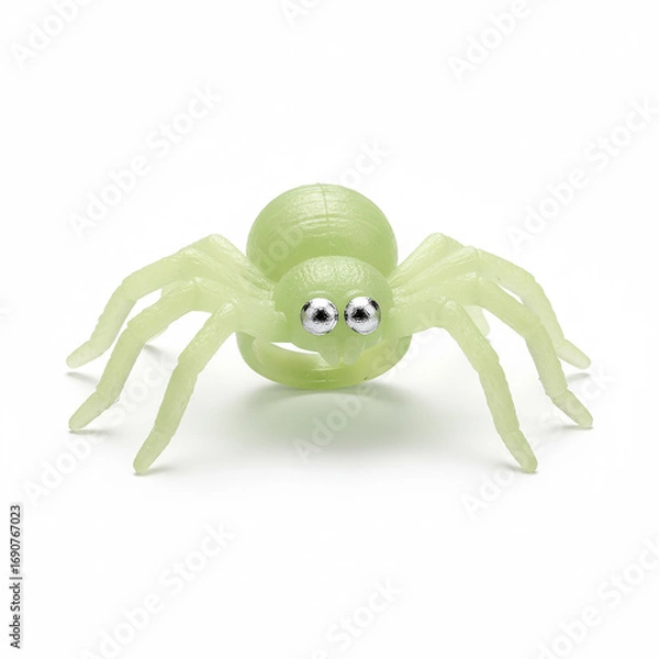 Fototapeta Glow-in-the-Dark Green Plastic Halloween Spider Toy