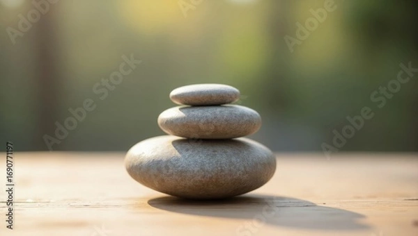 Fototapeta stack of stones on the beach, zen stones on the sand, stack of stones, zen stones on the beach, 