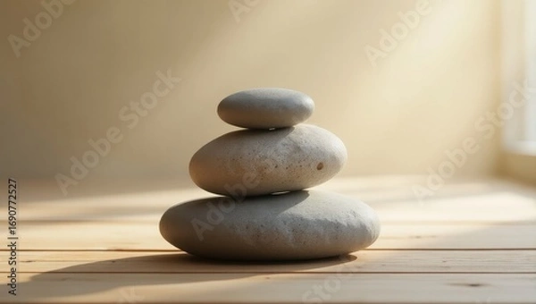 Fototapeta stack of stones on the beach, zen stones on the sand, stack of stones, zen stones on the beach, 