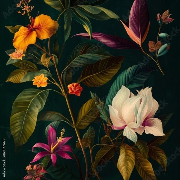 Fototapeta Vintage Botanical Floral Background - Beautiful Retro Design Elements with Natural botanic