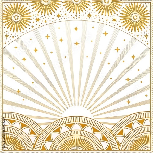 Fototapeta Golden Burst: Abstract Festive Background Texture with Geometric Pattern