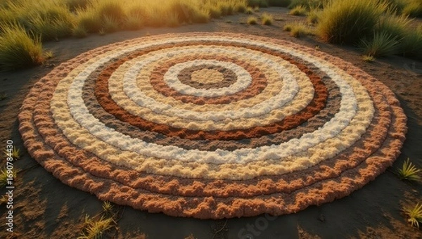 Fototapeta A spiral pattern of kissel made from natural material, carpet on the ground