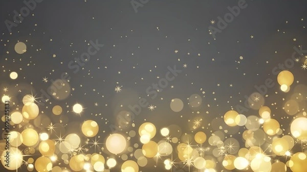 Obraz "Golden Bokeh Sparkles on a Soft Dark Background"