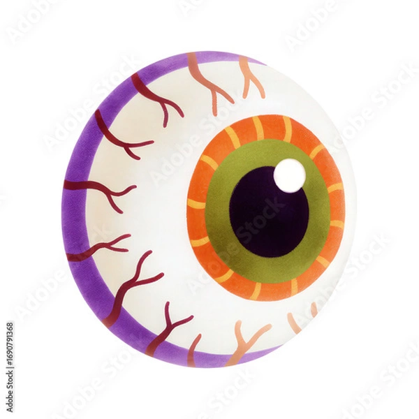 Fototapeta Eyeball clipart with veins for Halloween-themed designs. isolated transparent background.