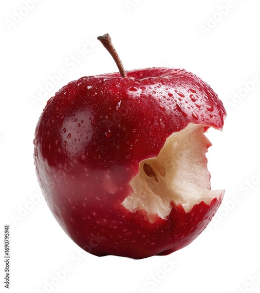 Fototapeta Biting into fresh red apple on food