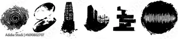 Fototapeta Abstract grunge black and white circuit illustration collection for urban design concepts