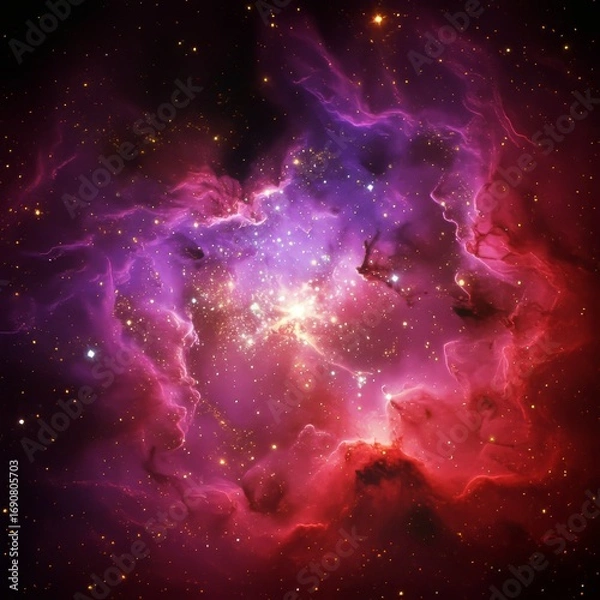Fototapeta Vibrant with Stellar Cluster Shimmers in Cosmic Space