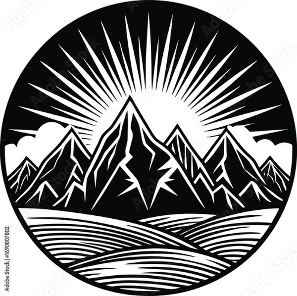 Fototapeta Abstract geometric pattern with dynamic light rays and subtle textures transparent background