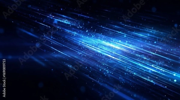 Fototapeta Abstract blue light streaks motion background with modern technology feel and data stream effect for graphic designers.