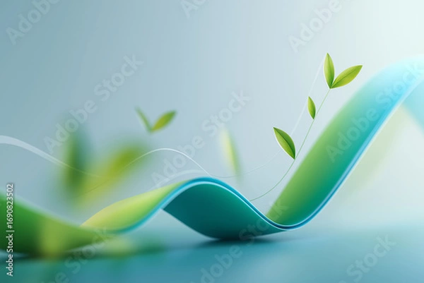 Fototapeta The graph features a smooth, upward curve with green, eco-friendly colors symbolizing environmental sustainability and growth 