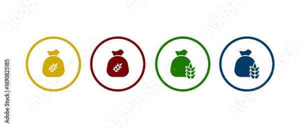 Fototapeta bag of wheat icon. wheat in bags with different color design.