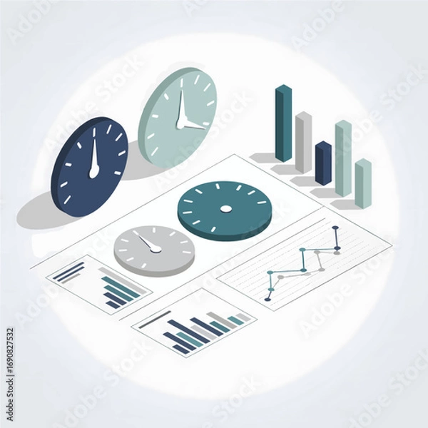 Obraz Isometric Sustainability Dashboard Vector Graphic