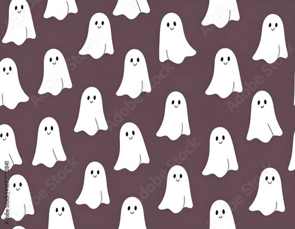 Obraz Cute ghost pattern on a dark background