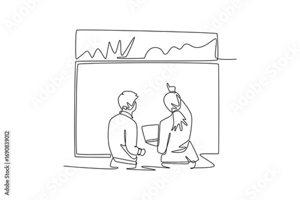 Fototapeta  Risk management concept. Single line draw design. Vector graphic illustration