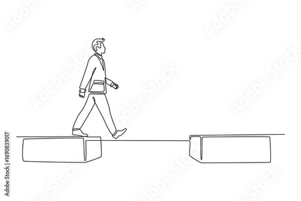 Fototapeta  Risk management concept. Single line draw design. Vector graphic illustration