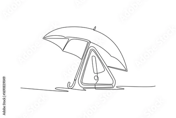 Fototapeta  Risk management concept. Single line draw design. Vector graphic illustration
