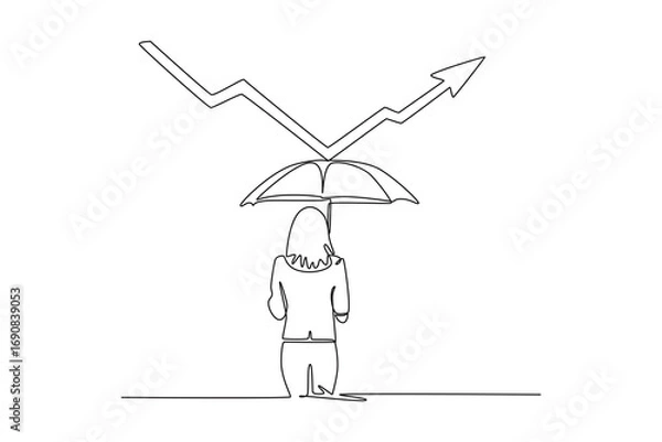 Fototapeta  Risk management concept. Single line draw design. Vector graphic illustration