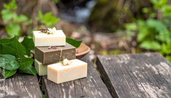 Obraz Natural soaps on wooden table (1)