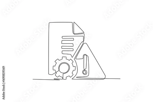 Fototapeta  Risk management concept. Single line draw design. Vector graphic illustration