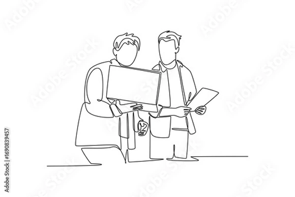 Fototapeta  Risk management concept. Single line draw design. Vector graphic illustration