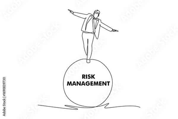Fototapeta  Risk management concept. Single line draw design. Vector graphic illustration