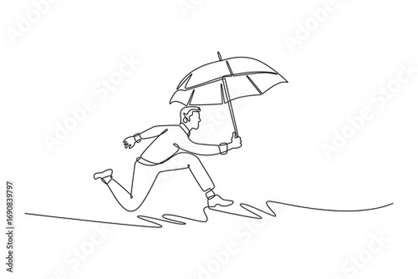 Fototapeta  Risk management concept. Single line draw design. Vector graphic illustration