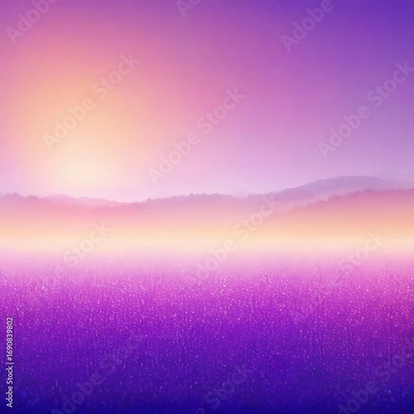 Fototapeta Ethereal Seascape with Purple and Pink Glowing Horizon, ai
