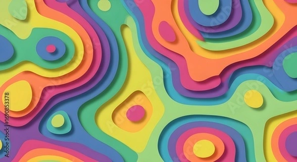 Obraz Vibrant layered paper art creates a dynamic, flowing abstract background with energetic color transitions.