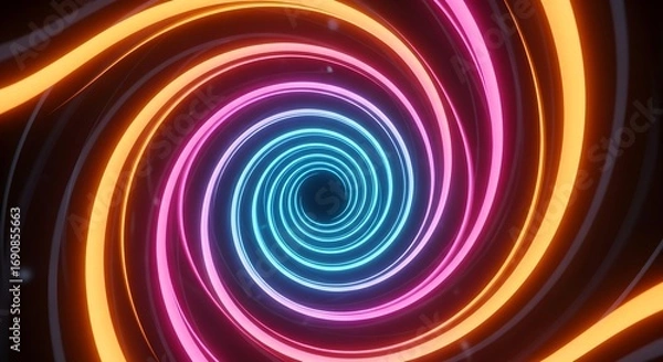 Obraz Vibrant neon vortex pulls you into a futuristic digital tunnel of light