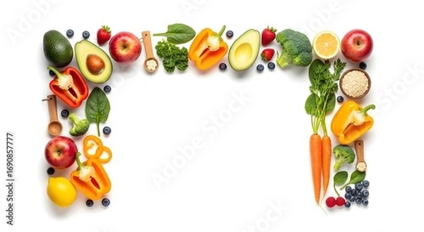 Obraz Fresh, vibrant produce border for healthy eating and wellness content