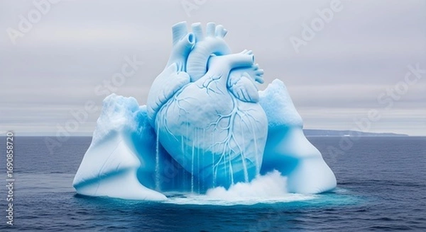 Obraz Stunning anatomical heart iceberg melts dramatically in cold ocean waters