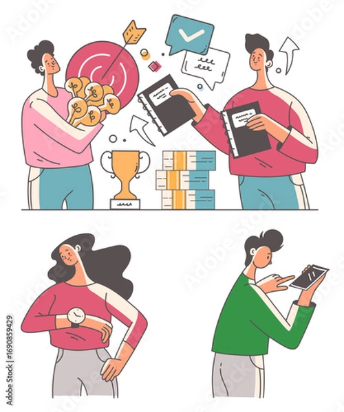 Fototapeta Business people characters office workers team managers concept set collection. Vector graphic design element illustration