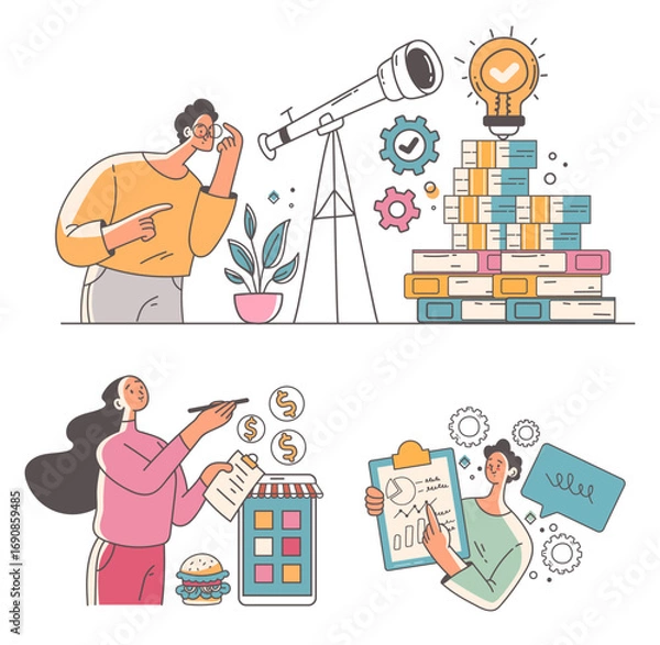 Fototapeta Business people characters office workers team managers concept set collection. Vector graphic design element illustration