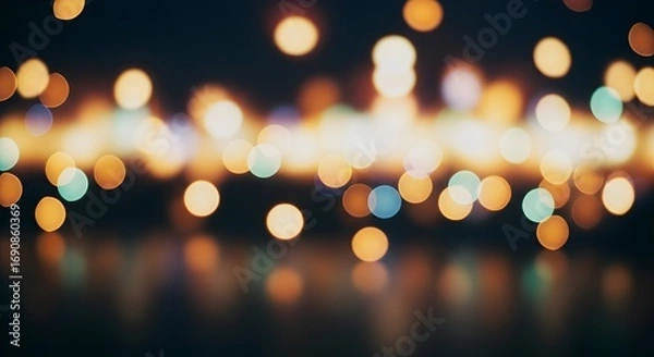 Obraz Warm bokeh lights create a dreamy, magical atmosphere for celebrations and festive occasions.