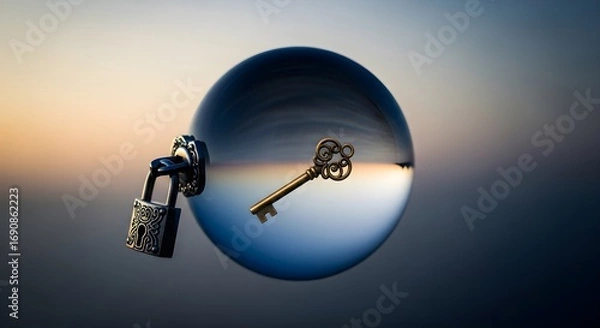 Obraz Unlock opportunity with this antique key and ornate lock symbolizing access and security