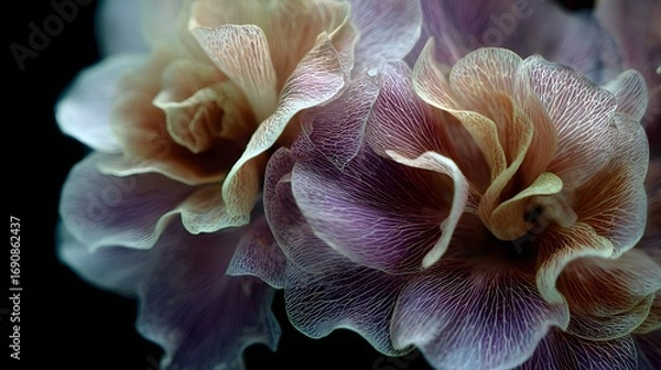 Obraz Stunning macro view of delicate layered flower petals in soft pastel tones and intricate detail