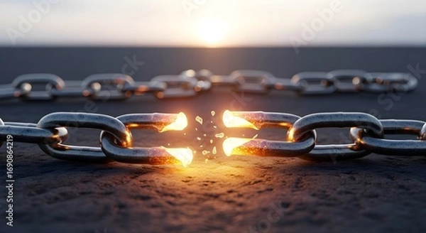 Obraz Powerful symbol of breaking free from constraints with glowing energy and hope