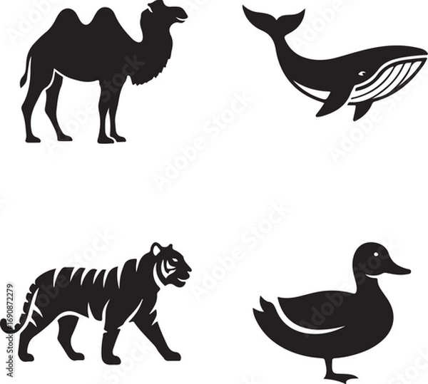 Fototapeta set of animals silhouettes