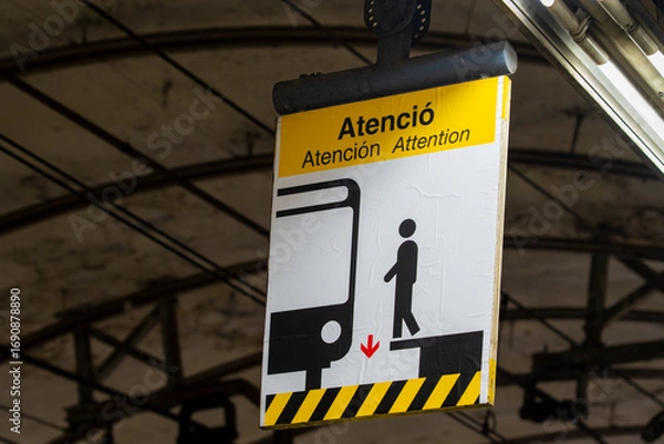 Obraz caution gap between platform and transportation