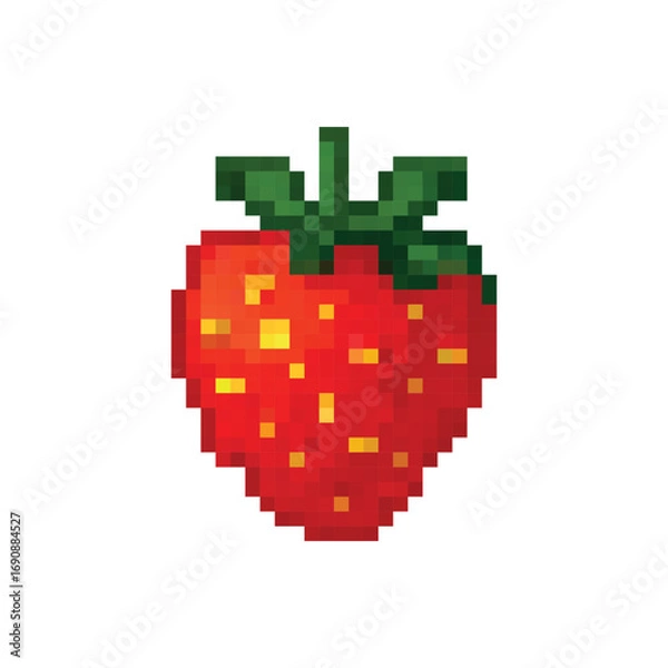 Obraz  8 bit strawberry icon vector. pixel art fruit  for game, logo