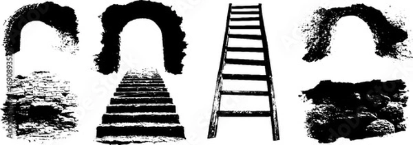 Obraz Grunge black and white subway elements set for urban design