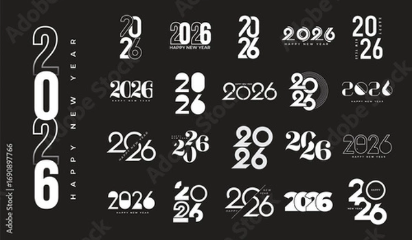 Fototapeta Happy new year 2026 design, 2026 logo text design. new year celebration concept . Vector illustration