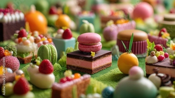 Fototapeta a table topped with lots of different types of cakes