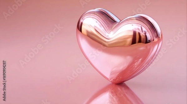 Fototapeta a shiny heart shaped object on a pink surface
