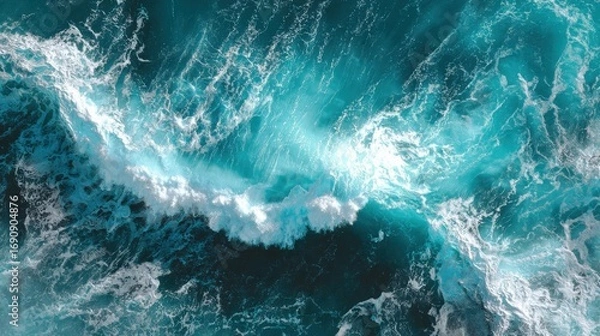 Fototapeta a large wave is breaking into the ocean
