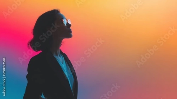 Obraz business woman cut out effect with color