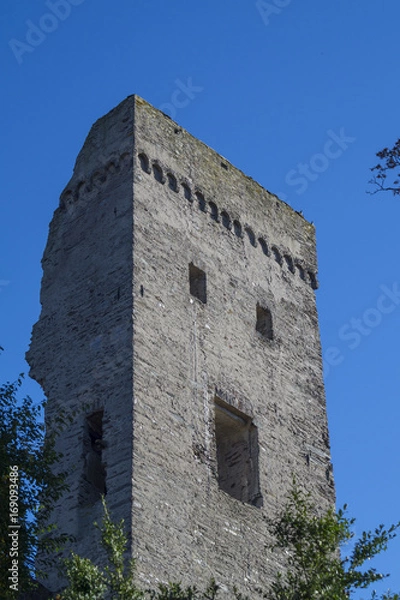Fototapeta ancient castle keep with face resemblance